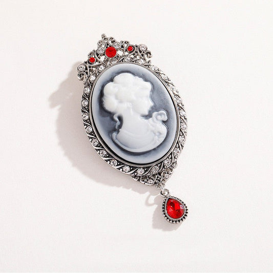 Brooch Women's Coat Accessories Rhinestone Retro Beauty Head Brooch Water Drop Pendant - Broochs- Brooch - Broochs -