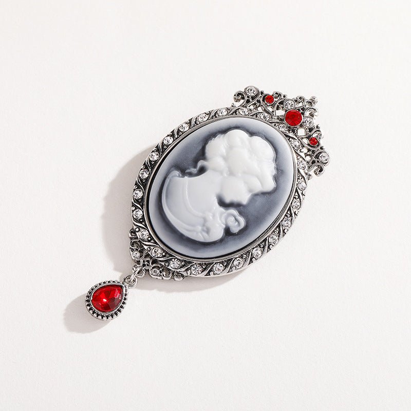 Brooch Women's Coat Accessories Rhinestone Retro Beauty Head Brooch Water Drop Pendant - Broochs- Brooch - Broochs -