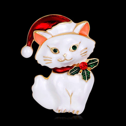 Christmas cat brooch - Broochs- Brooch - Broochs -