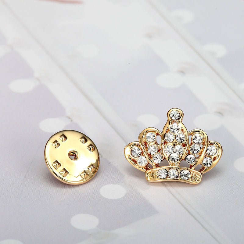 Couple Mini Brooch Brooch Full Rhinestone Crown Sting Horse Pin - Broochs- Brooch - Broochs -