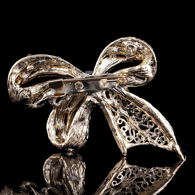 Diamond-encrusted Bow Brooch High-end Clothing Brooch - Broochs- Brooch - Broochs -