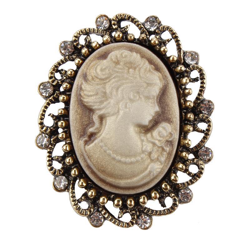 Diamond retro beauty head brooch - Broochs- Brooch - Broochs -
