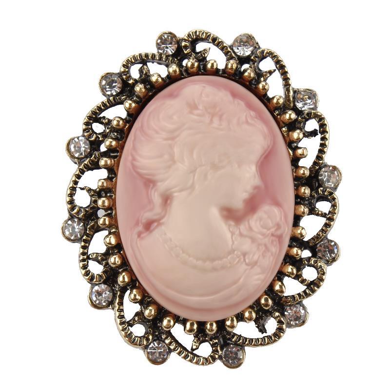 Diamond retro beauty head brooch - Broochs- Brooch - Broochs -
