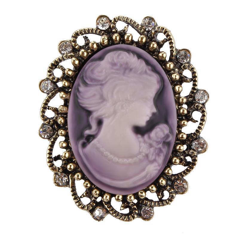 Diamond retro beauty head brooch - Broochs- Brooch - Broochs -