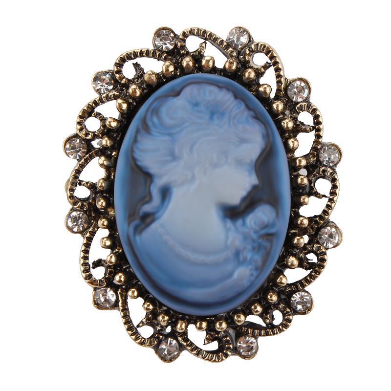 Diamond retro beauty head brooch - Broochs- Brooch - Broochs -