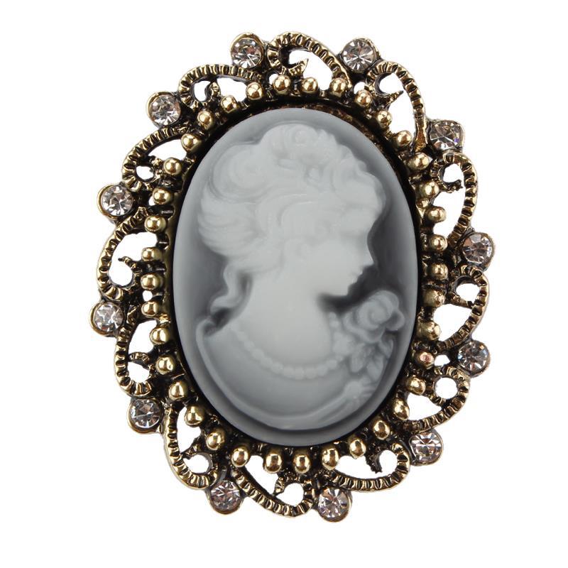 Diamond retro beauty head brooch - Broochs- Brooch - Broochs -