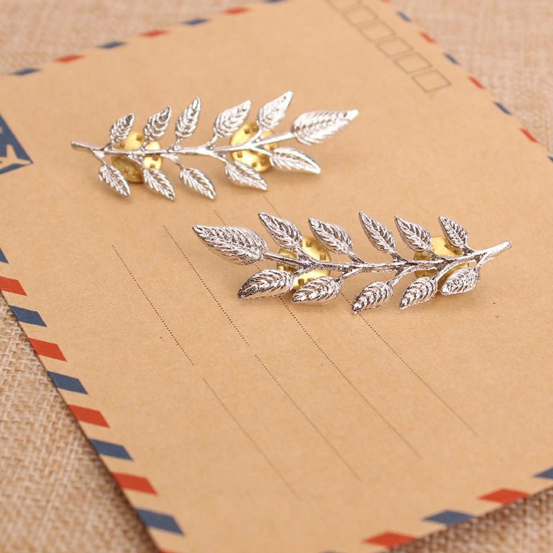 Elegance Leaf Shaped Brooch Personality Shirt Collar Pin Suit Collar Buckle Corsage - Broochs- Brooch - Broochs -