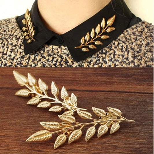 Elegance Leaf Shaped Brooch Personality Shirt Collar Pin Suit Collar Buckle Corsage - Broochs- Brooch - Broochs -