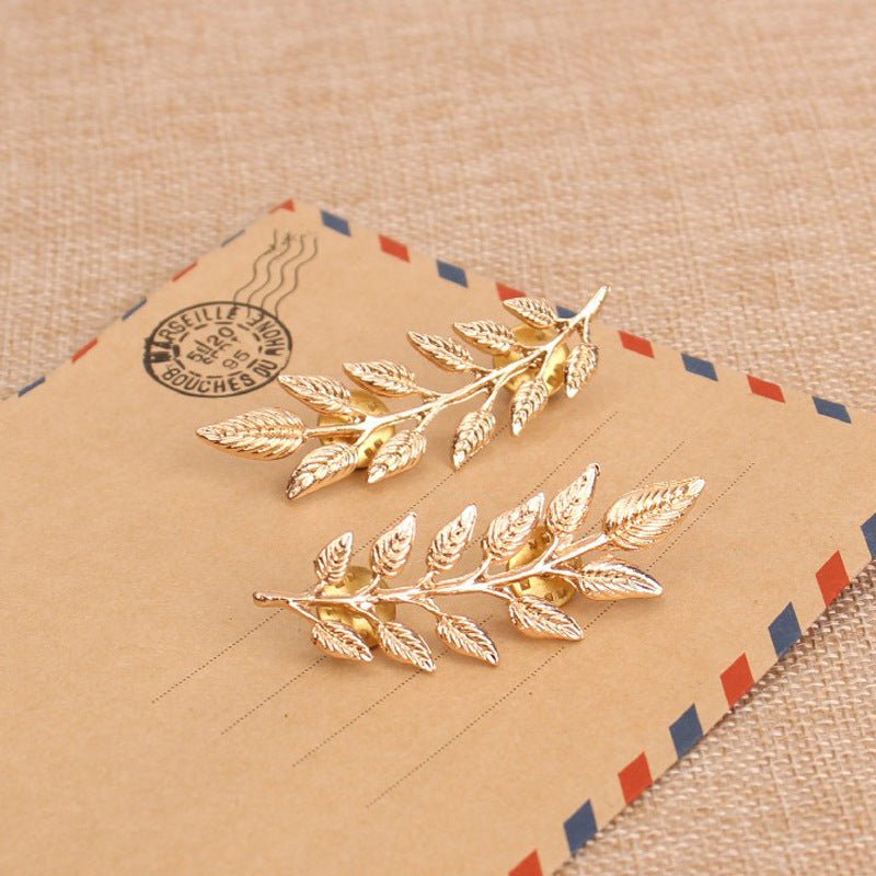 Elegance Leaf Shaped Brooch Personality Shirt Collar Pin Suit Collar Buckle Corsage - Broochs- Brooch - Broochs -