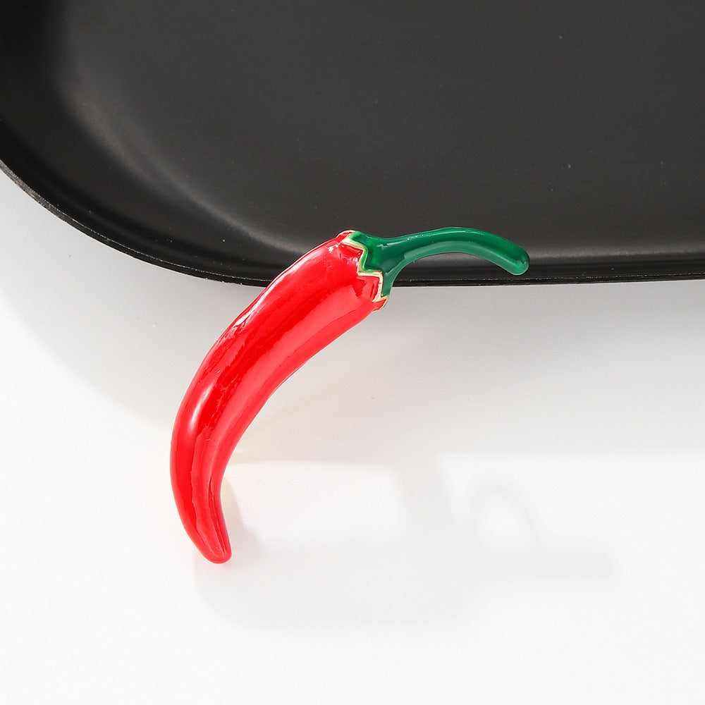 Red pepper enamel brooch pin