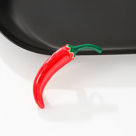 Red pepper enamel brooch pin