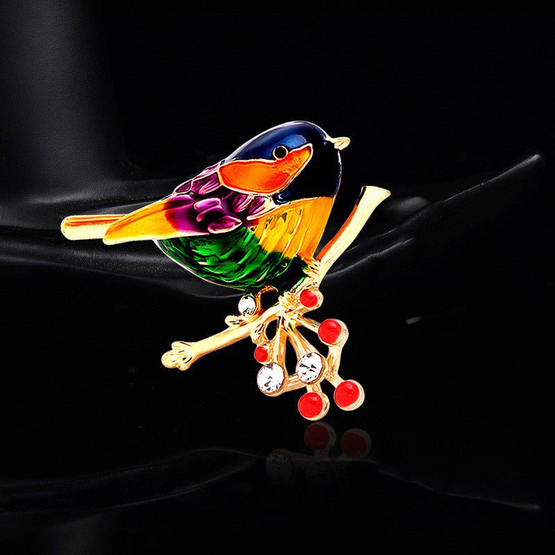 Fashion Brooch With Diamonds And Dripping Oil Lark Brooch - Broochs- Brooch - Broochs -