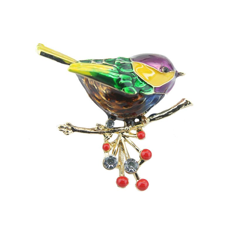 Fashion Brooch With Diamonds And Dripping Oil Lark Brooch - Broochs- Brooch - Broochs -