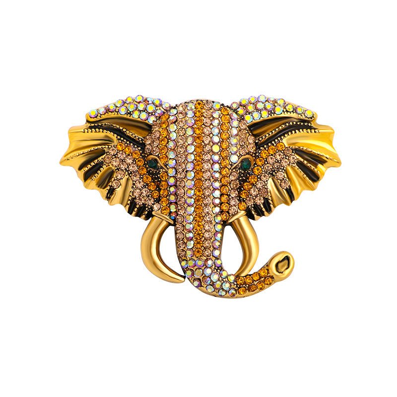 Fashion Full Rhinestone Elephant Brooch Rhinestone Animal Brooch Retro Brooch - Broochs- Brooch - Broochs -