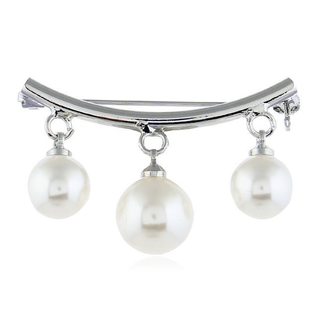 Fashion Pearl Fixed Strap Charm Safety Pin Brooch Sweater Cardigan Clip Chain Brooches Jewelry Wholesale - Broochs- Brooch - Broochs -