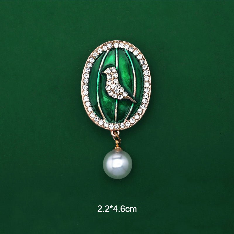 Fashionable Trendy Plant And Pearl Brooch In Alloy And Enamel - Broochs- Brooch - Broochs -