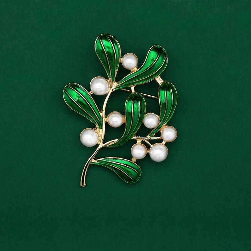Fashionable Trendy Plant And Pearl Brooch In Alloy And Enamel - Broochs- Brooch - Broochs -