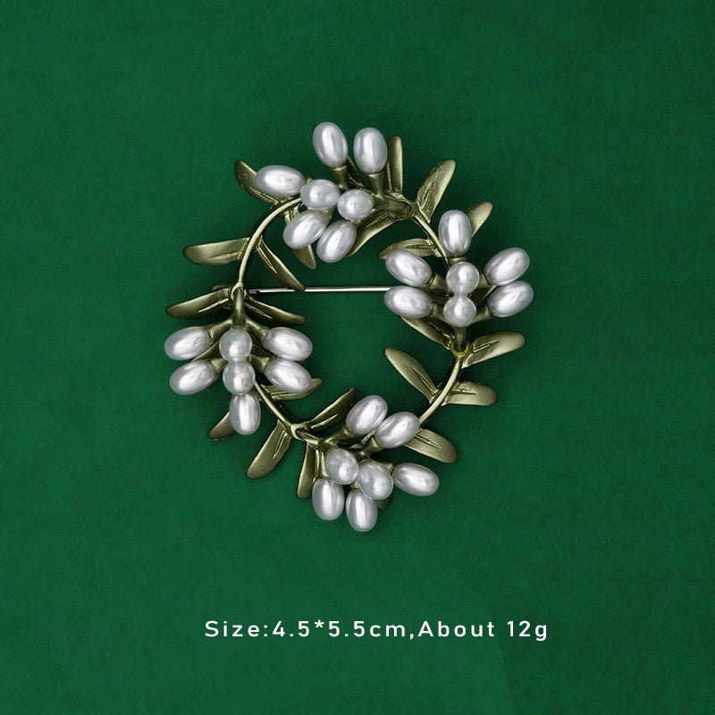 Fashionable Trendy Plant And Pearl Brooch In Alloy And Enamel - Broochs- Brooch - Broochs -