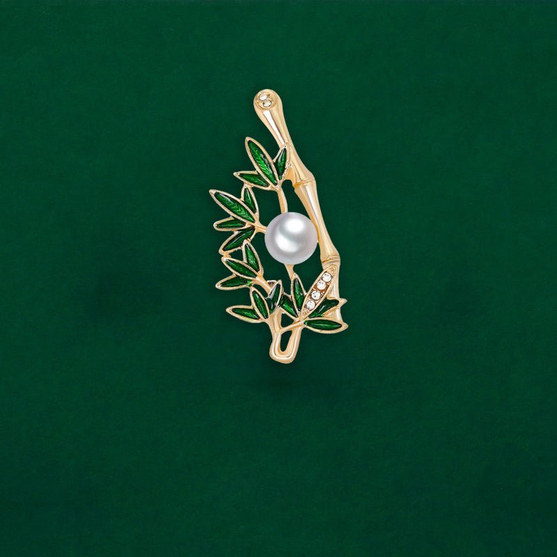 Fashionable Trendy Plant And Pearl Brooch In Alloy And Enamel - Broochs- Brooch - Broochs -