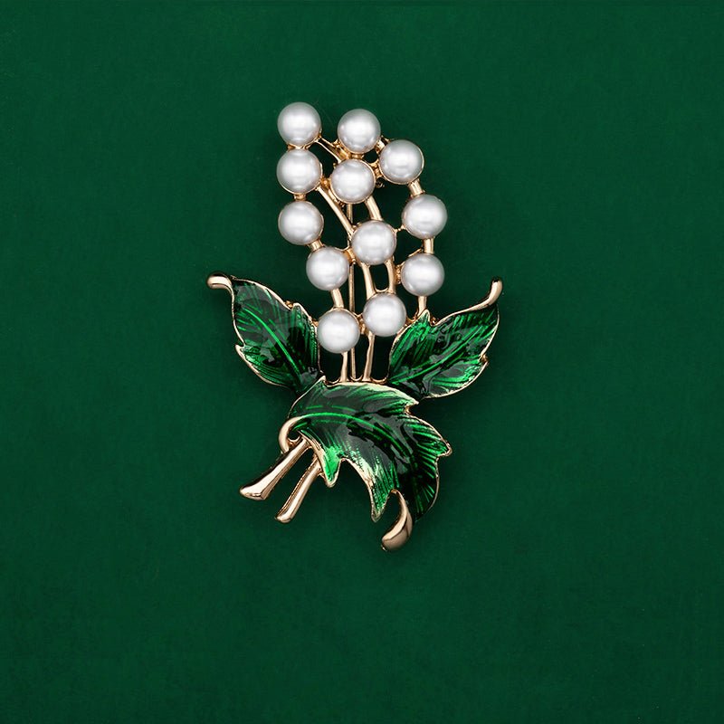 Fashionable Trendy Plant And Pearl Brooch In Alloy And Enamel - Broochs- Brooch - Broochs -