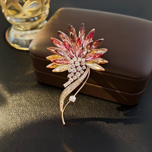 Flower Brooch Women Crystal Diamond Brooch Clothing Accessories - Broochs- Brooch - Broochs -