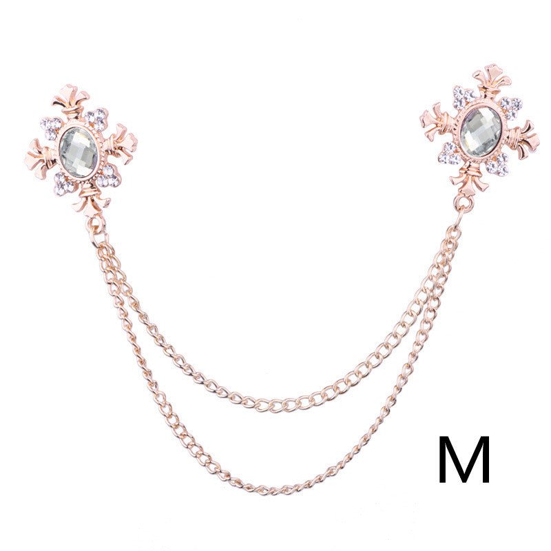 Fringed Rhinestone Cross Collar Chain Accessories Brooch Personalized Collar Pin - Broochs- Brooch - Broochs -