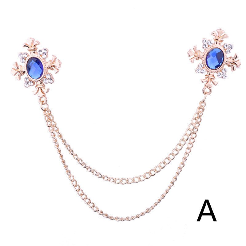 Fringed Rhinestone Cross Collar Chain Accessories Brooch Personalized Collar Pin - Broochs- Brooch - Broochs -