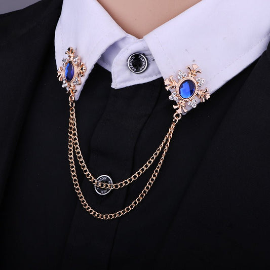 Fringed Rhinestone Cross Collar Chain Accessories Brooch Personalized Collar Pin - Broochs- Brooch - Broochs -