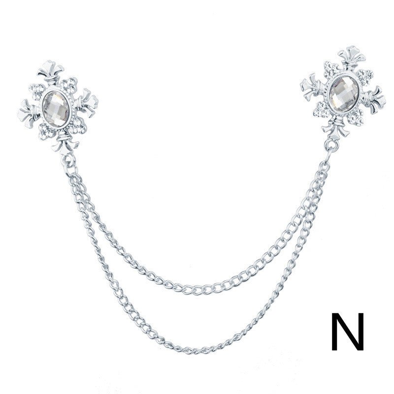 Fringed Rhinestone Cross Collar Chain Accessories Brooch Personalized Collar Pin - Broochs- Brooch - Broochs -