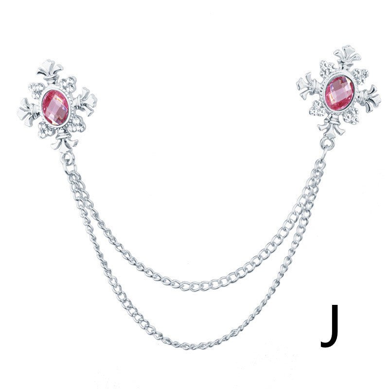 Fringed Rhinestone Cross Collar Chain Accessories Brooch Personalized Collar Pin - Broochs- Brooch - Broochs -