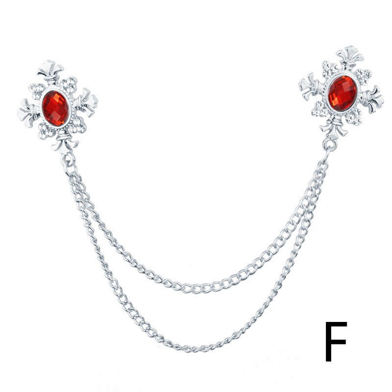Fringed Rhinestone Cross Collar Chain Accessories Brooch Personalized Collar Pin - Broochs- Brooch - Broochs -