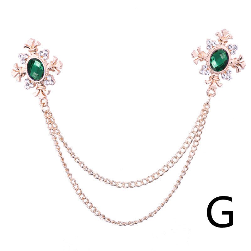 Fringed Rhinestone Cross Collar Chain Accessories Brooch Personalized Collar Pin - Broochs- Brooch - Broochs -
