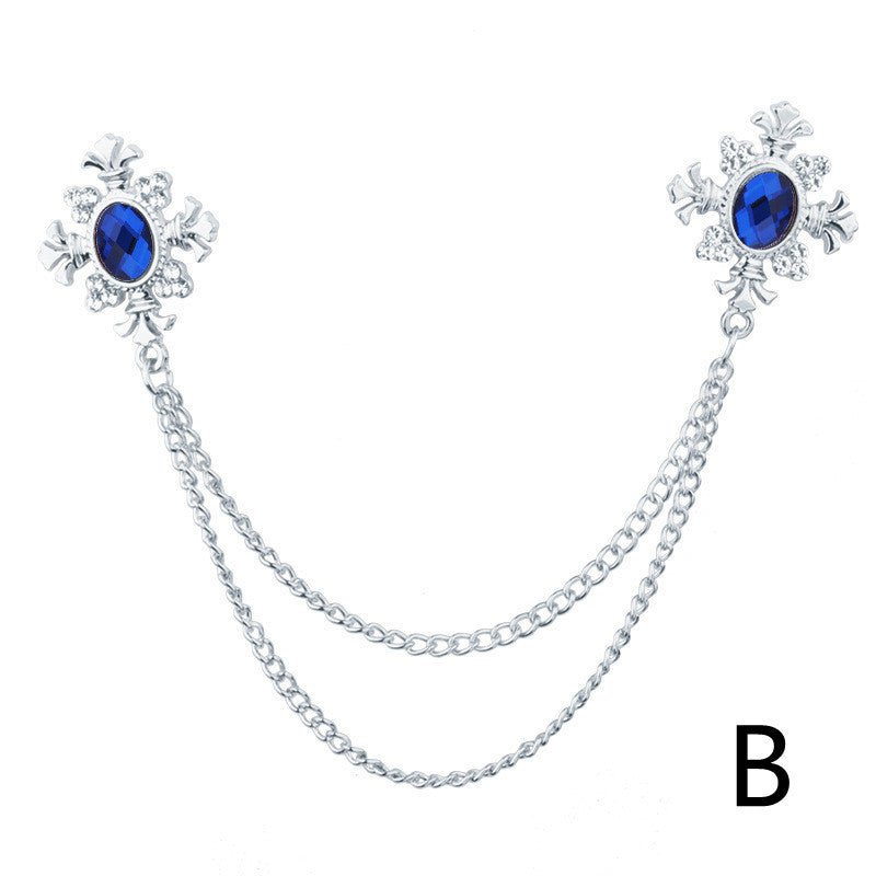 Fringed Rhinestone Cross Collar Chain Accessories Brooch Personalized Collar Pin - Broochs- Brooch - Broochs -
