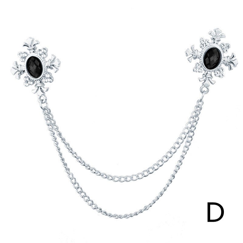 Fringed Rhinestone Cross Collar Chain Accessories Brooch Personalized Collar Pin - Broochs- Brooch - Broochs -
