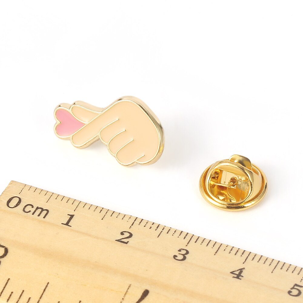 Girl Finger Heart Brooch Denim Shirt Men's And Women's Clothing Accessories - Broochs- Brooch - Broochs -