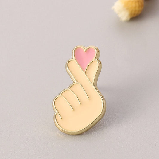 Girl Finger Heart Brooch Denim Shirt Men's And Women's Clothing Accessories - Broochs- Brooch - Broochs -