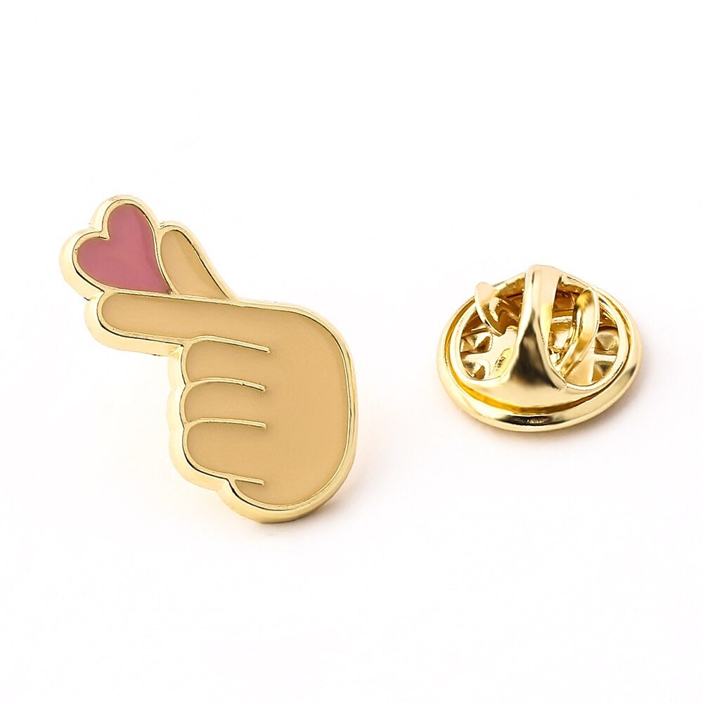 Girl Finger Heart Brooch Denim Shirt Men's And Women's Clothing Accessories - Broochs- Brooch - Broochs -