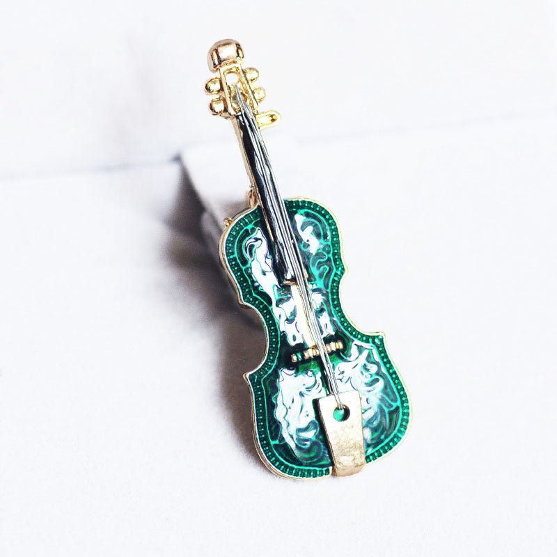 Handmade dripping green violin brooch - Broochs- Brooch - Broochs -