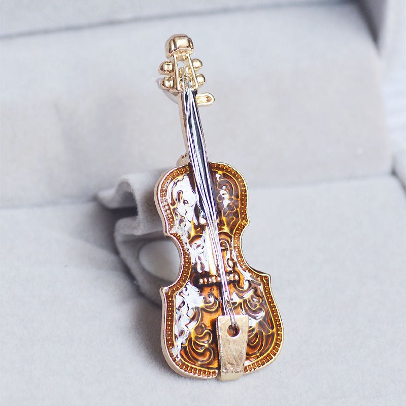 Handmade dripping green violin brooch - Broochs- Brooch - Broochs -