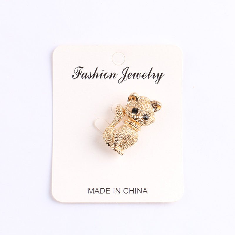High-end Cartoon Cat Diamond Alloy Brooch Corsage - Broochs- Brooch - Broochs -