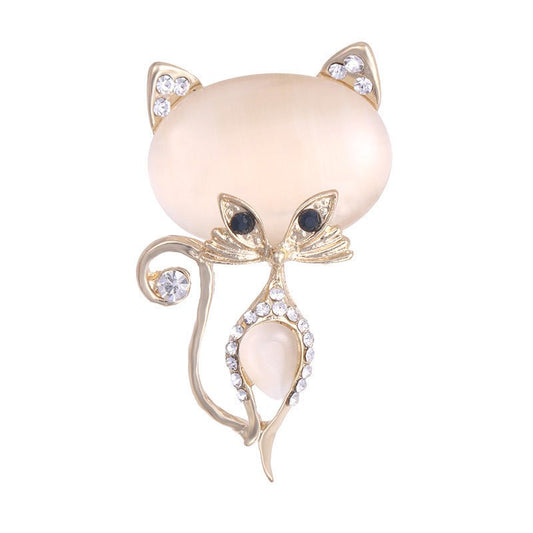 High-end Jewelry Wholesale Alloy Crystal Fashion Cat Eye Kitten Brooch - Broochs- Brooch - Broochs -