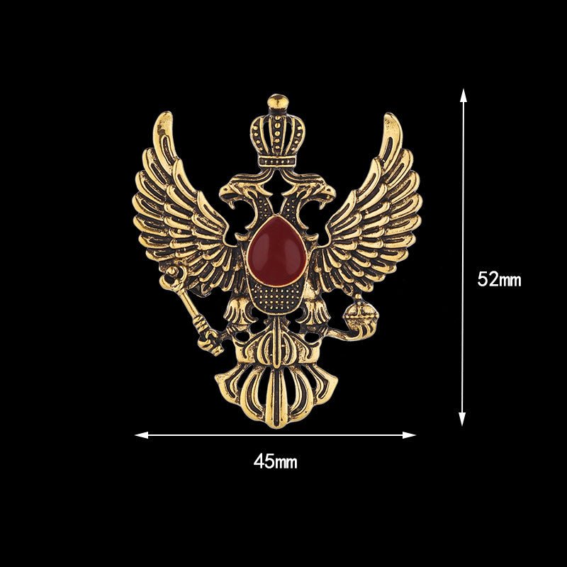 High-end Retro Wings Double-headed Eagle Badge Brooch Suit Pin Accessories - Broochs- Brooch - Broochs -