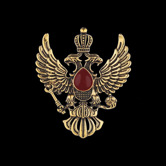 High-end Retro Wings Double-headed Eagle Badge Brooch Suit Pin Accessories - Broochs- Brooch - Broochs -