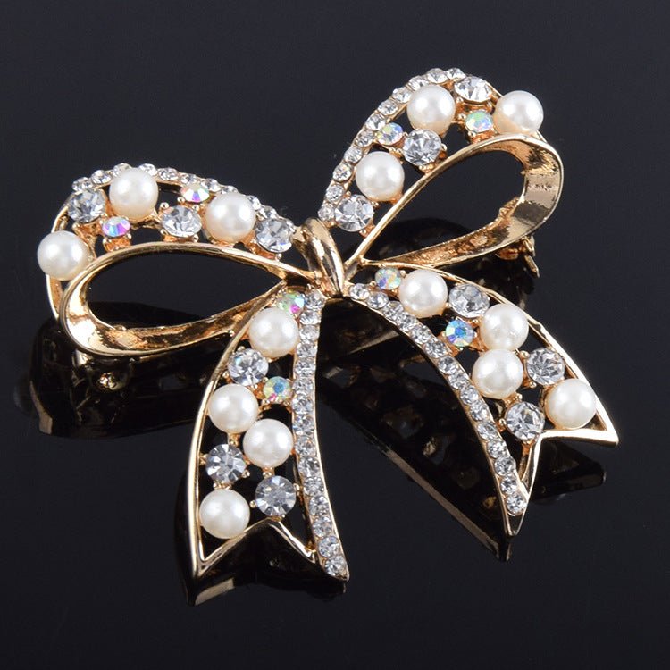 Hot Selling Graceful Bow Pearl Brooch Women's Fashion All-match - Broochs- Brooch - Broochs -