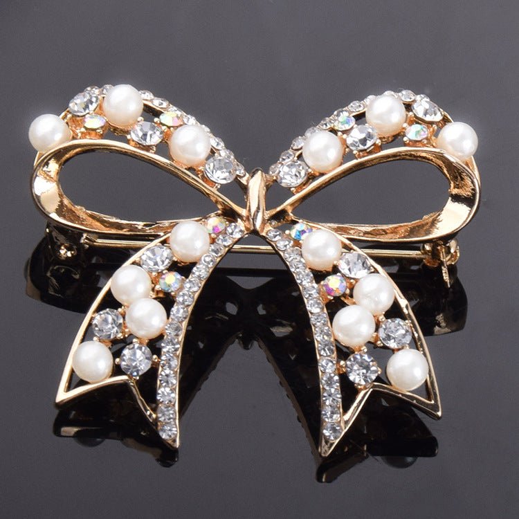 Hot Selling Graceful Bow Pearl Brooch Women's Fashion All-match - Broochs- Brooch - Broochs -