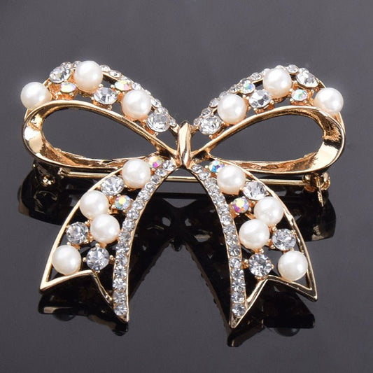 Hot Selling Graceful Bow Pearl Brooch Women's Fashion All-match - Broochs- Brooch - Broochs -