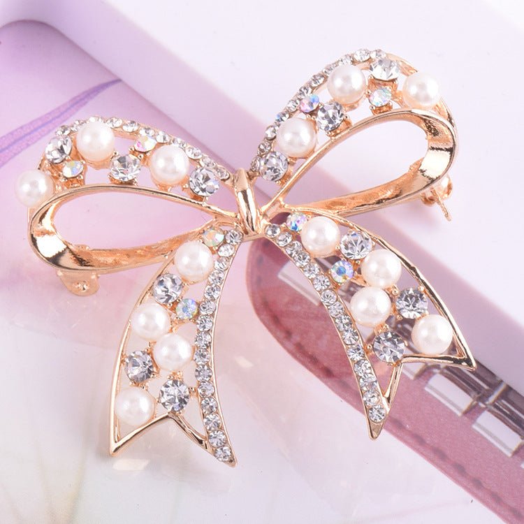 Hot Selling Graceful Bow Pearl Brooch Women's Fashion All-match - Broochs- Brooch - Broochs -