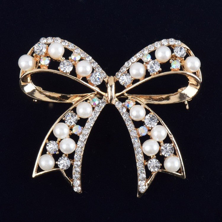Hot Selling Graceful Bow Pearl Brooch Women's Fashion All-match - Broochs- Brooch - Broochs -