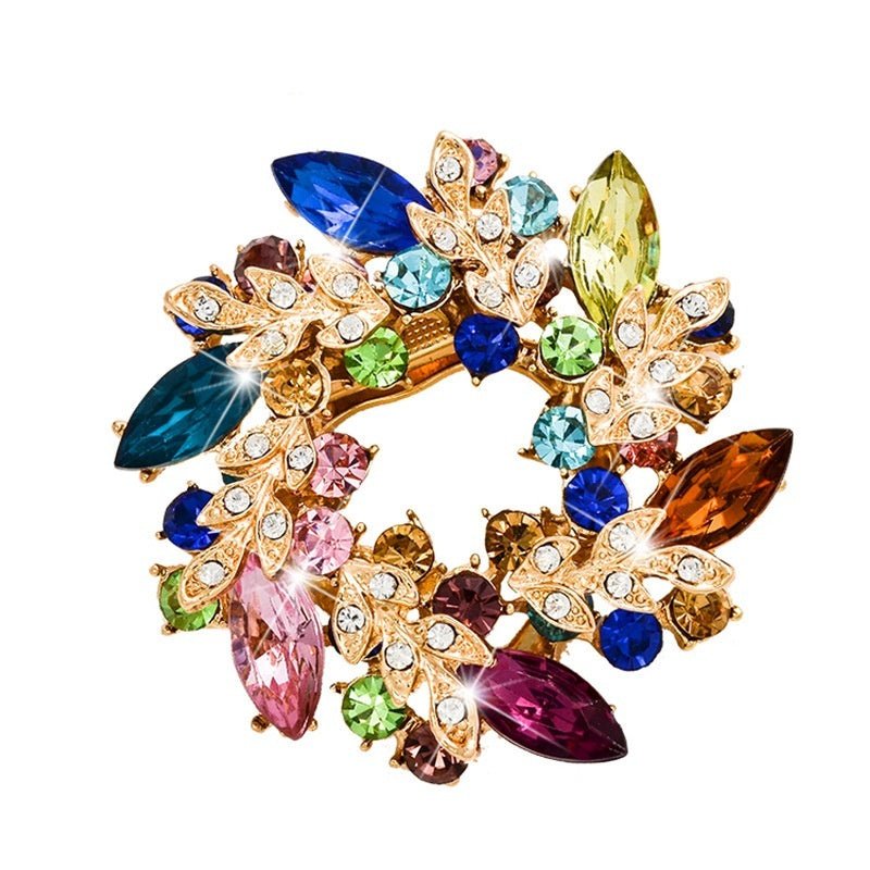 Korean Style Bauhinia Brooch Scarf Pin Dual-use Fashion Crystal Diamond Brooch - Broochs- Brooch - Broochs -
