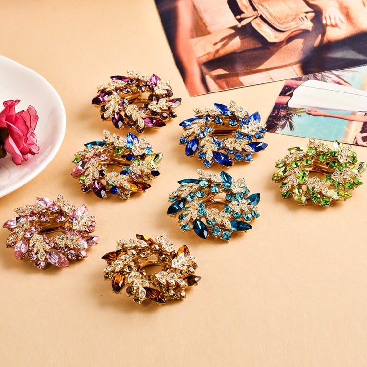 Korean Style Bauhinia Brooch Scarf Pin Dual-use Fashion Crystal Diamond Brooch - Broochs- Brooch - Broochs -